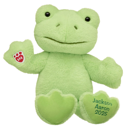 Embroidered Spring Green Frog Plush &amp; White Gifting Bow | Build-A-Bear® - US 5429